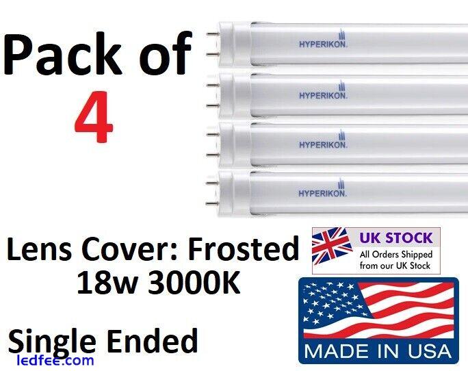 LED T8 Tube Light 4ft Single Ended 3000K Clear / Frosted - Pack of 4- Soft White 3 