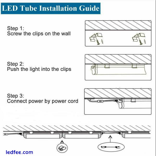 4/Pack T8 Integrated 2,3,4,5,6,8FT LED Tube Linkable Bulb LED Shop Light Fixture 4 