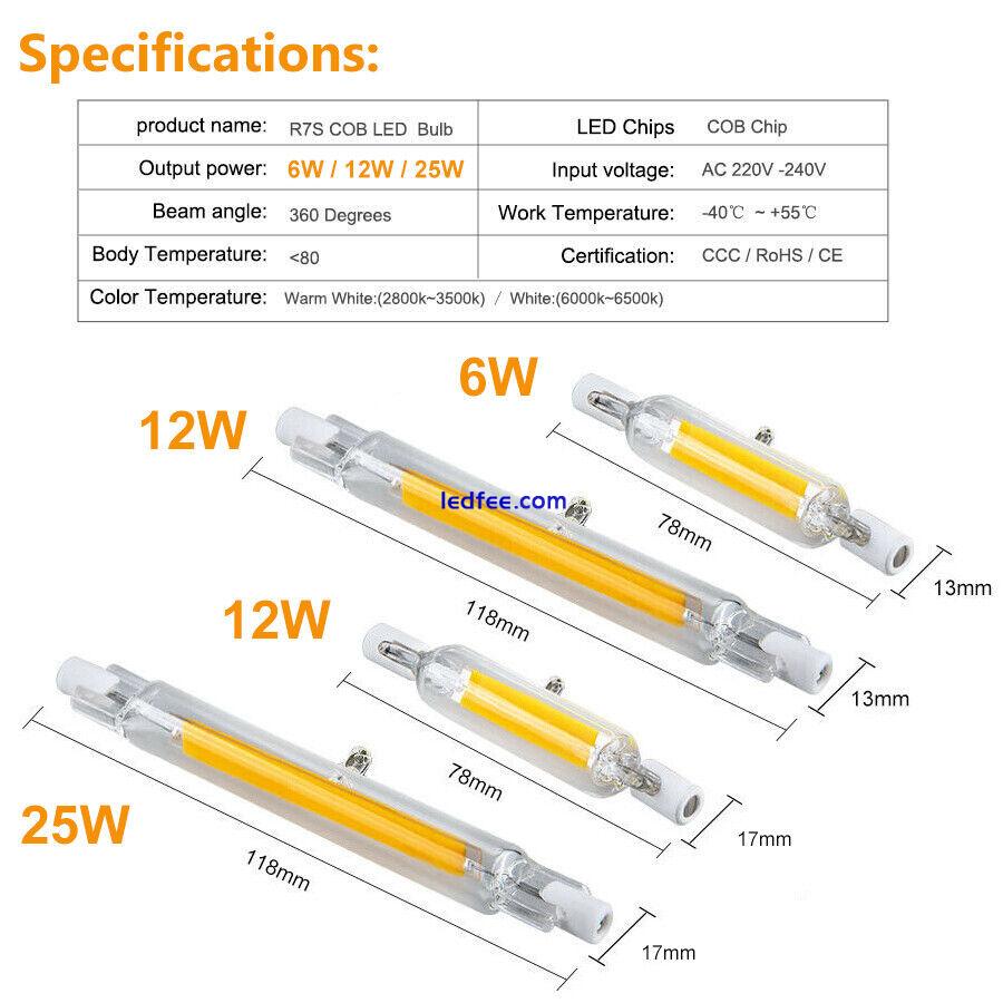 Dimmable R7s LED COB Corn Light Bulb Glass Tube Lamp 78mm 118mm Replace Halogen 0 