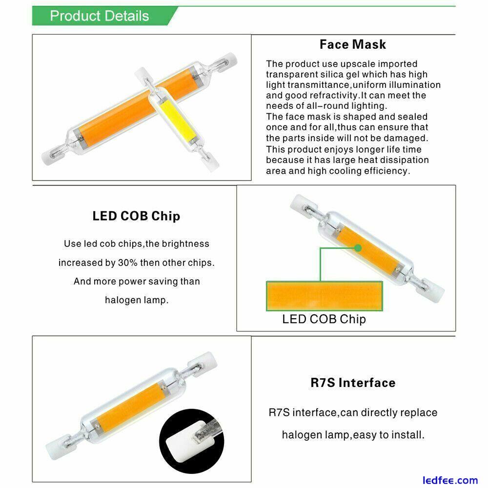 118mm/78mm LED R7s Glasröhre Kalt/Warm Dimmbar COB Birne Ersetzen Halogenlampe 4 