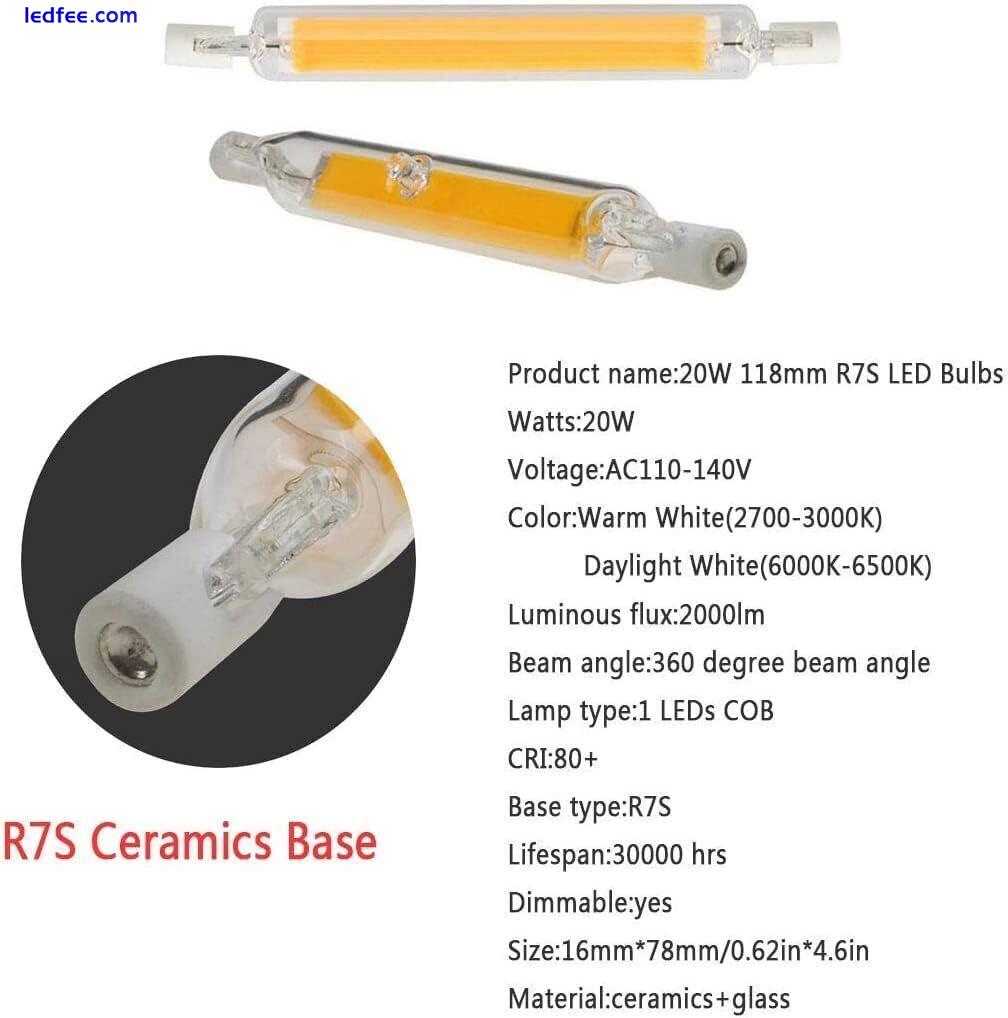 Halogen Lamp R7S LED COB 5/10/20W 220V Dimmable Glass Replace 118mm Incandescent 1 
