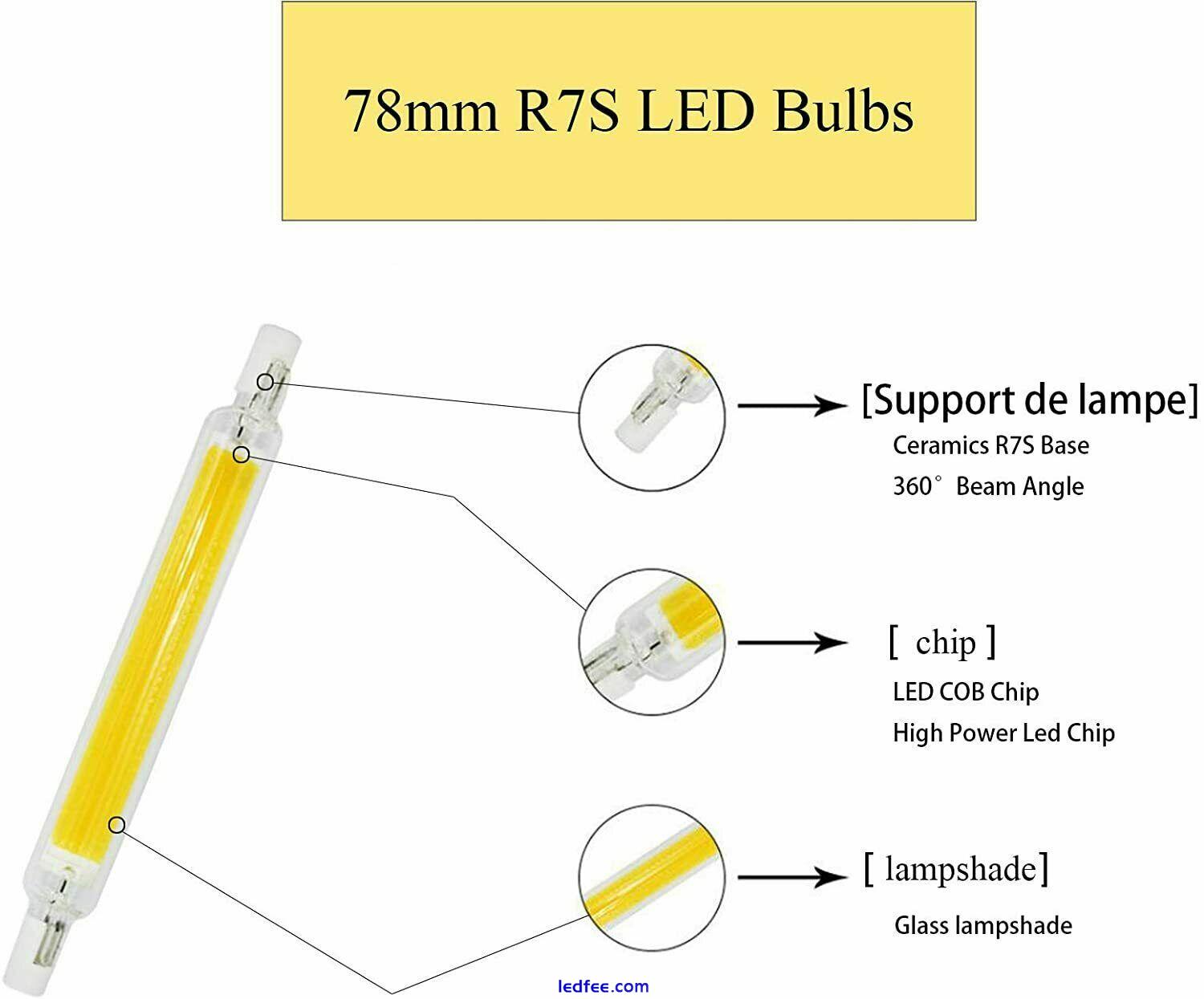 R7S LED Bulb 118mm 78mm Warm/Cool Halogen Lamp COB Dimmable Glass 110V 220V 4 