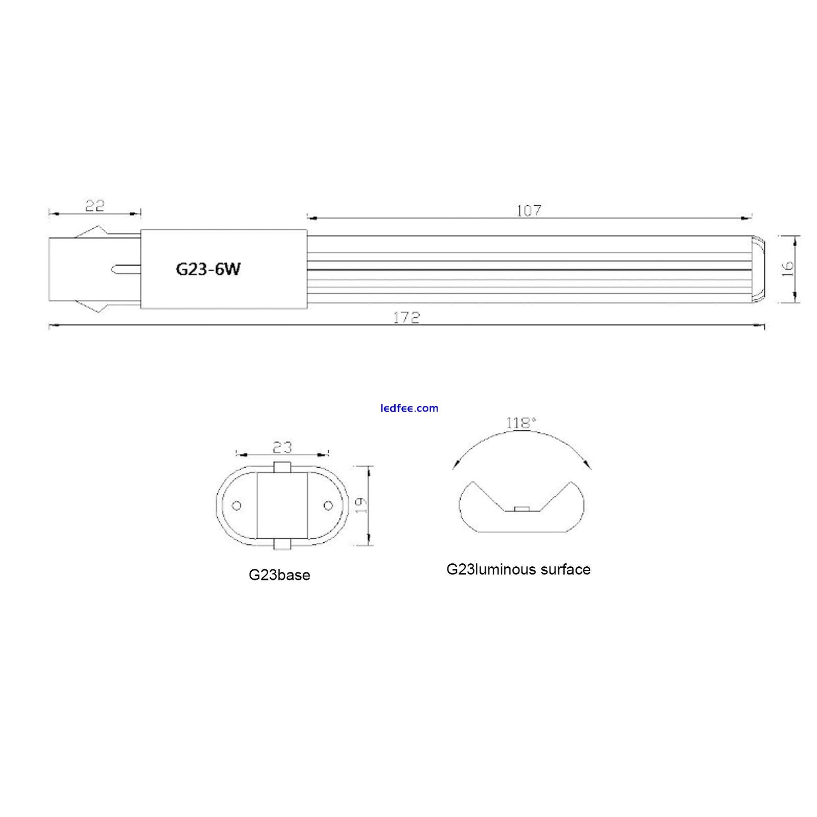 JY (G23 Cool White)6W 2-Pin LED Compact Lamp Horizontal Recessed Tube Light B CM 0 