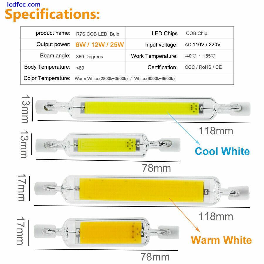 1x 10x R7s LED COB Flood Light Bulb 78mm 118mm Dimmable 12W 25W 220V 240V Lamps 0 