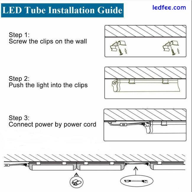 60/Pack T8 LED Tube Bulb Integrated 2,3,4,5,6,8FT 10W~48W Led Shop Light Fixture 2 