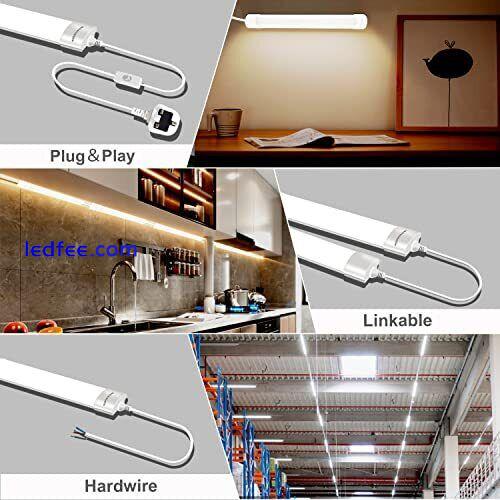 LED Batten Light 6500K Daylight,Linkable LED Fluorescent Strip Fitting,Plug in 2 