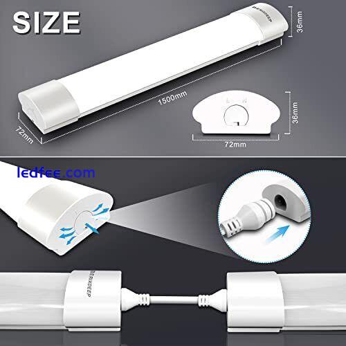 LED Batten Light 6500K Daylight,Linkable LED Fluorescent Strip Fitting,Plug in 0 