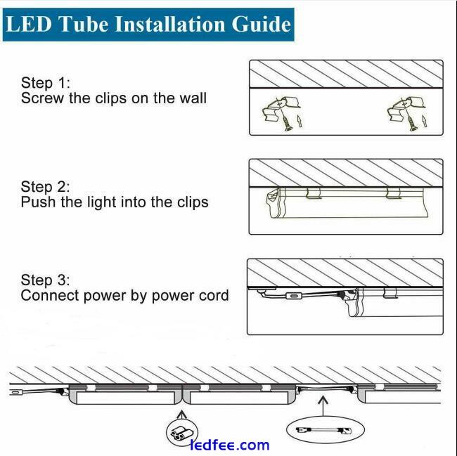 10/Pack T8 Integrated 2,3,4,5,6,8FT LED Tube Bulb Fluorescent Bar Light Fixture 4 