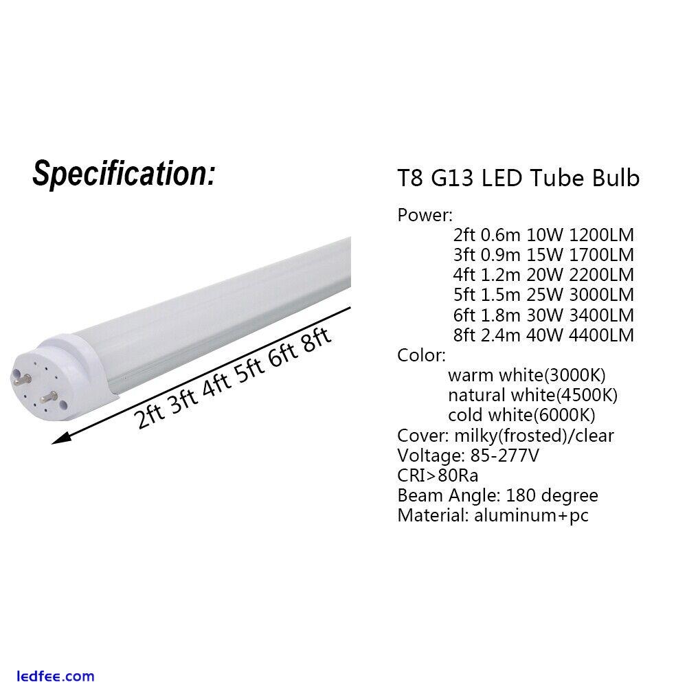 LED Tube Bulb 2ft 3ft 4ft 5ft 6ft Retrofit Fluorescent Light T8 G13 Bar Lamp  0 