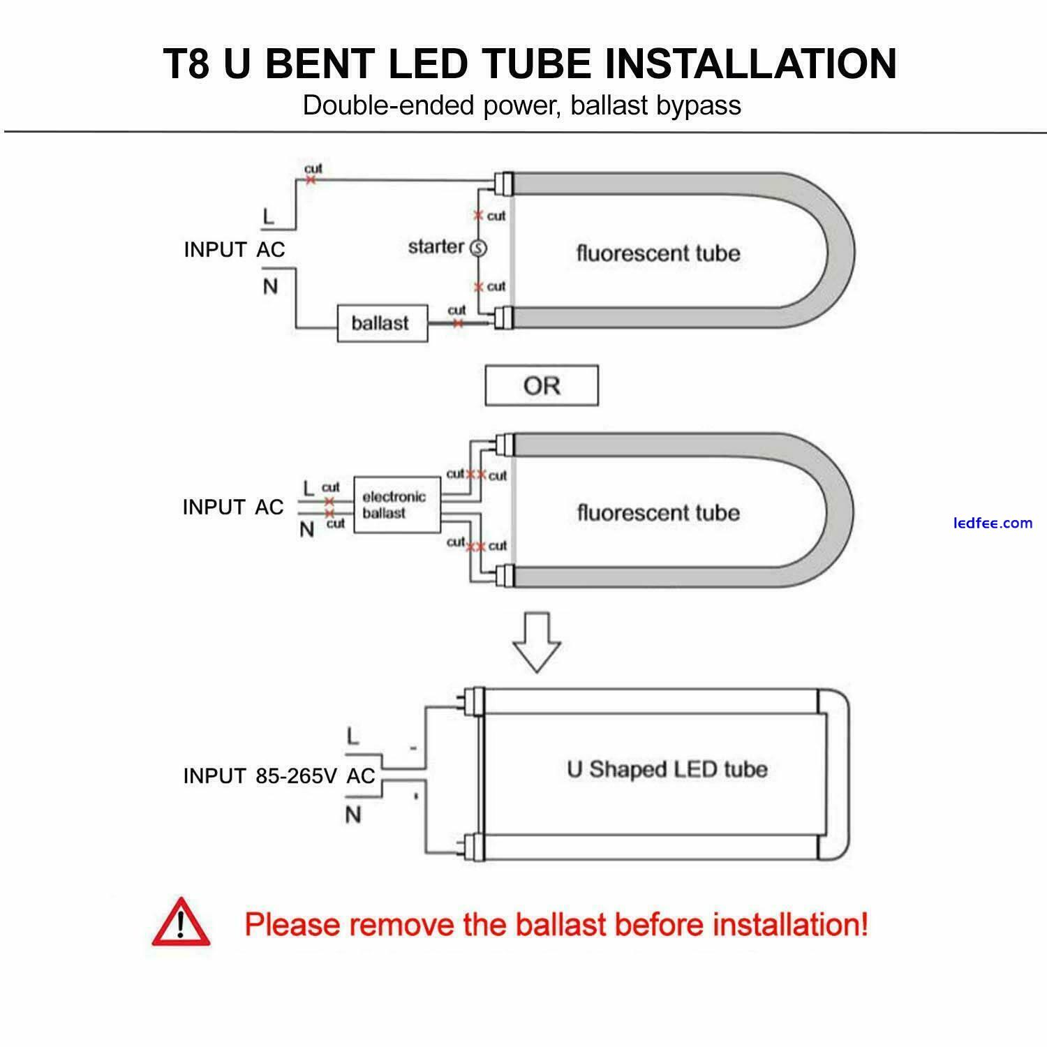 6-12/Pack T8 LED Tube U Shaped U Bend 2FT 20W G13 Bi-Pin Dual-end Powered Supply 2 