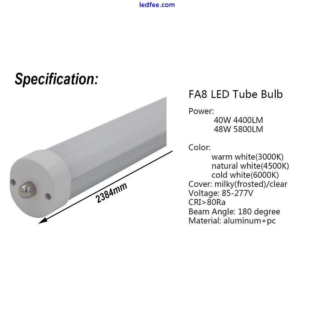 8-100/pack LED Tube Light 8ft, 2.4m 48W F96 Bulb FA8 R17D(HO) bar lamp 110V-277V 0 