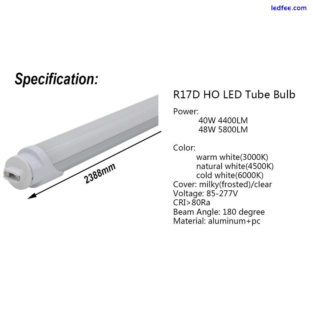 8-100/pack LED Tube Light 8ft, 2.4m 48W F96 Bulb FA8 R17D(HO) bar lamp 110V-277V 2 