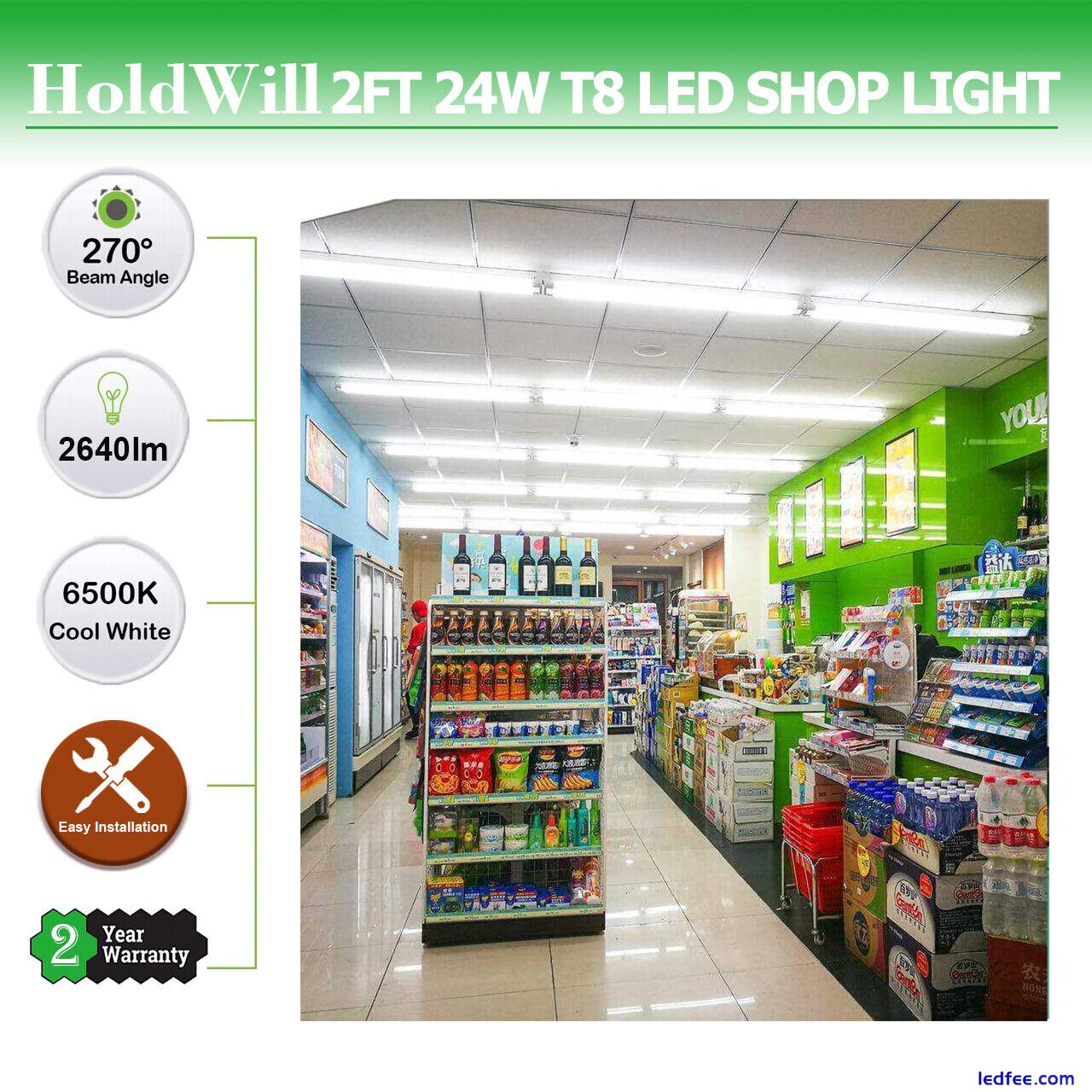 2FT 6 Pack LED Shop Light T8 Linkable Ceiling Tube Fixture 24W Daylight V Shape 0 