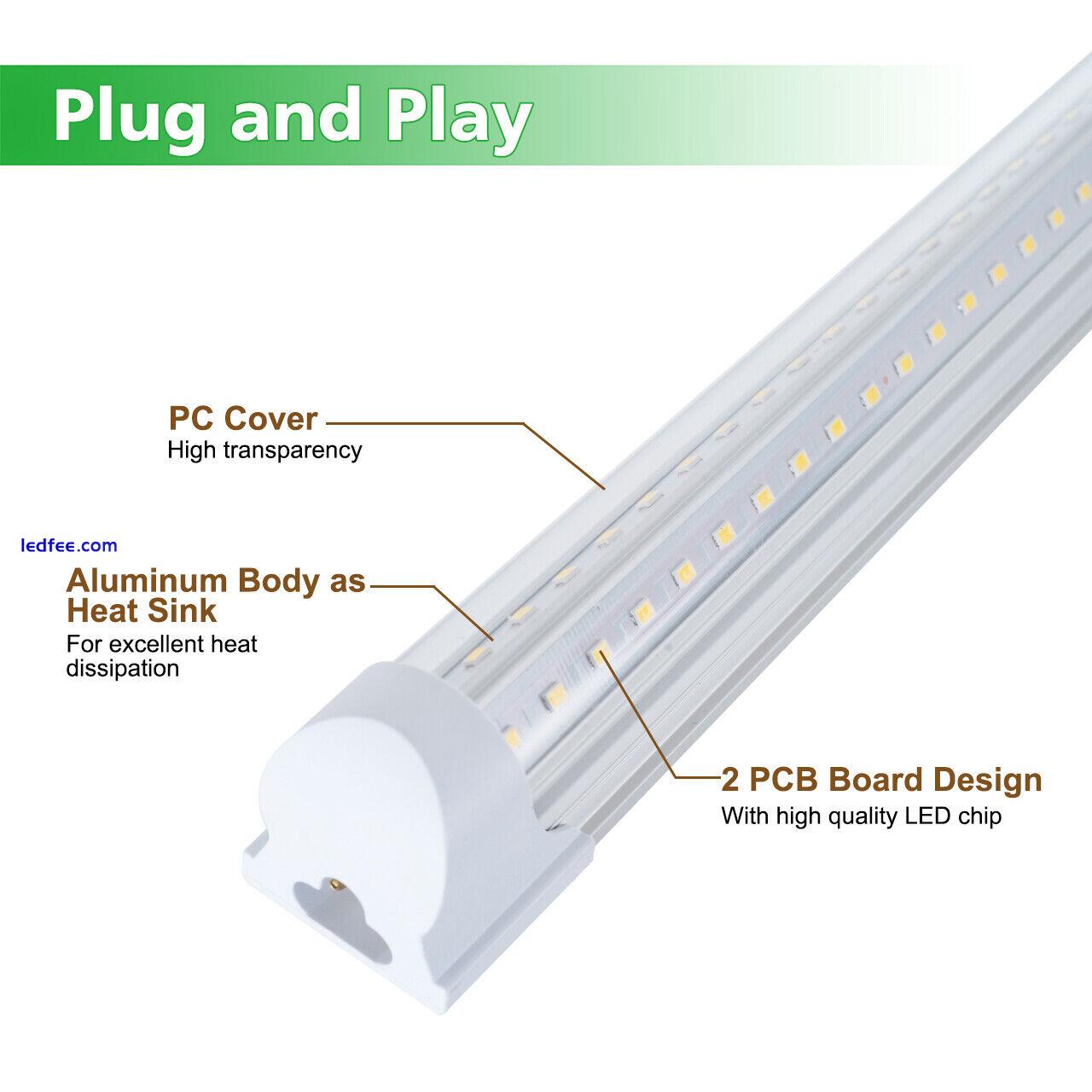 2FT 6 Pack LED Shop Light T8 Linkable Ceiling Tube Fixture 24W Daylight V Shape 4 