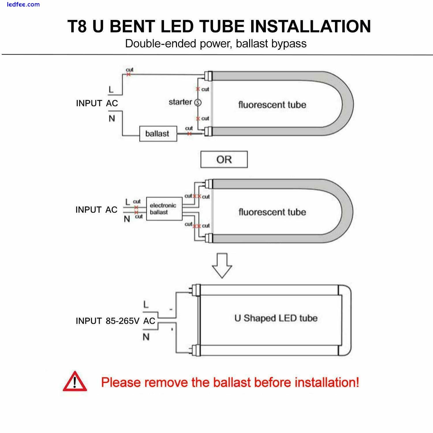 12/Pack T8 LED Tube U Bend 2FT 20W G13 Bi-Pin U Shape Double Ended Power Supply 2 