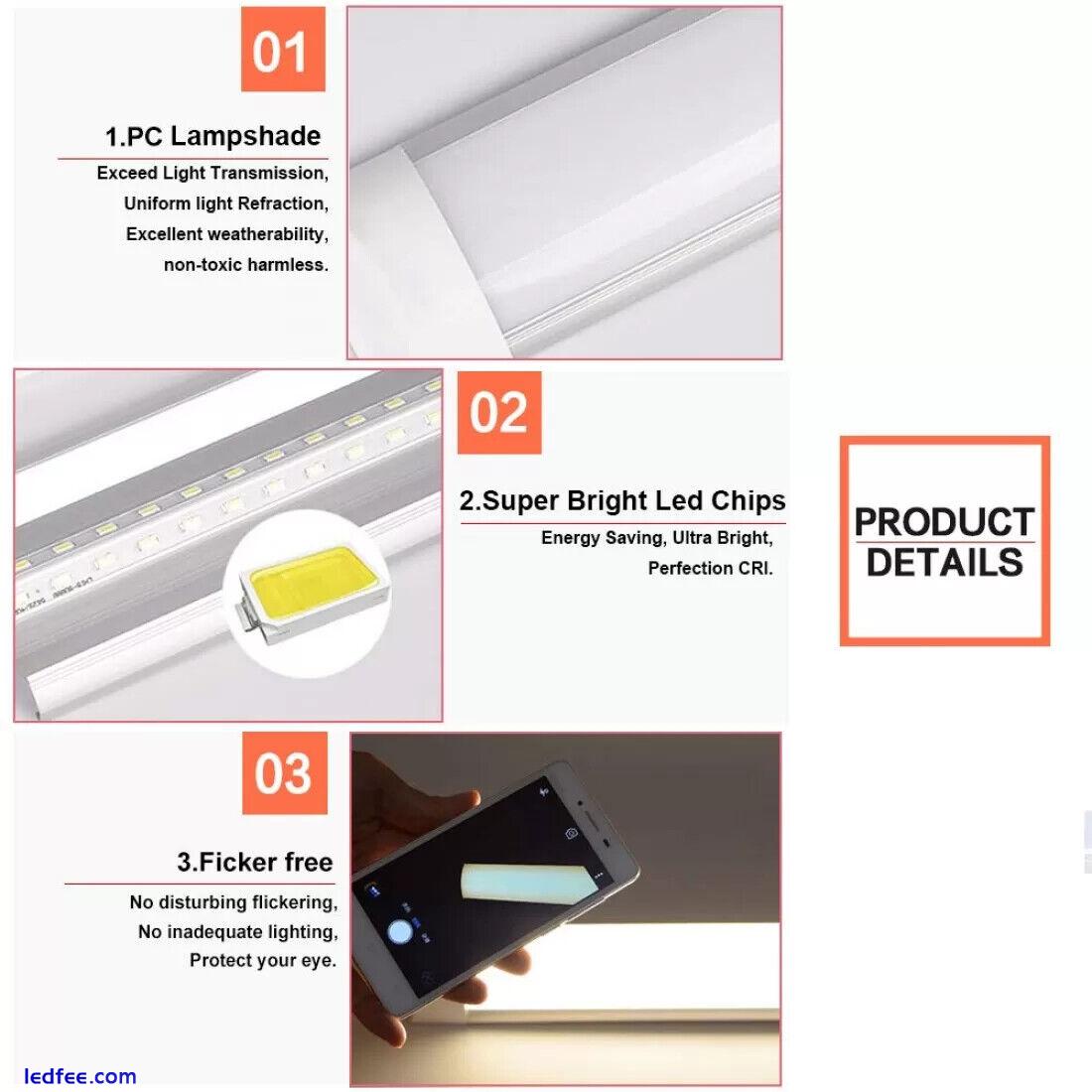 LED Batten Light 18W 2FT 60CM Flat Tube Slimline Daylight 6500k Ceiling Lamp 2 