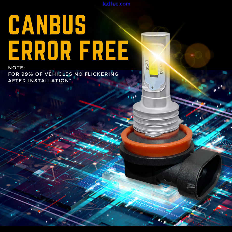 H8 Led White Xenon Canbus Error Free Upgrade Headlight Fog Light Lamp Bulbs 12v 2 