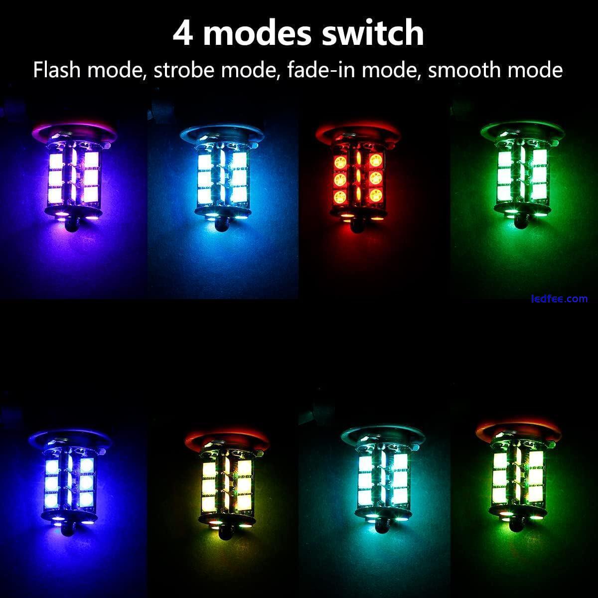 Pair H11 H8 RGB Colourchange LED fog light bulbs remote control 12v headlight 3 