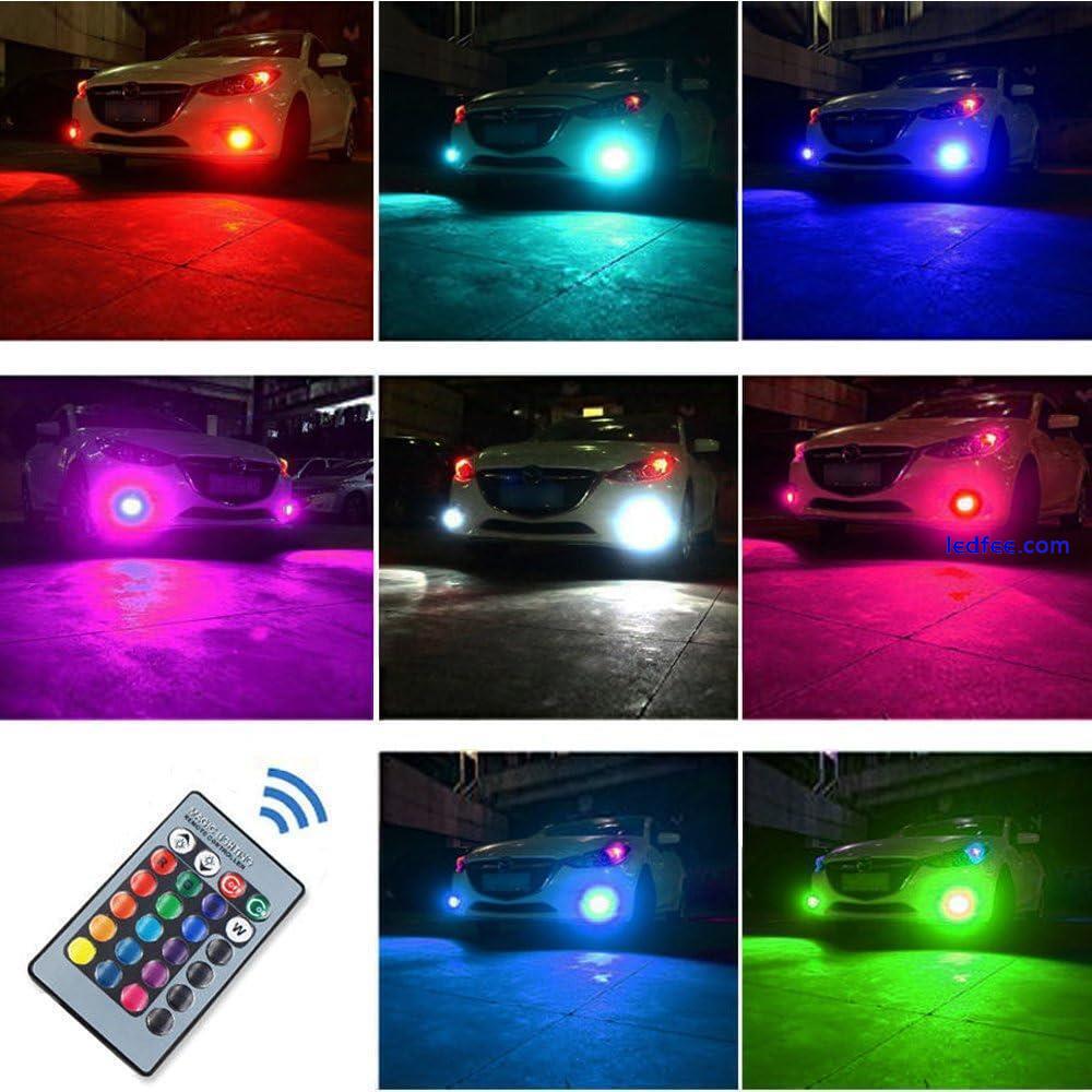 Pair H11 H8 RGB Colourchange LED fog light bulbs remote control 12v headlight 0 