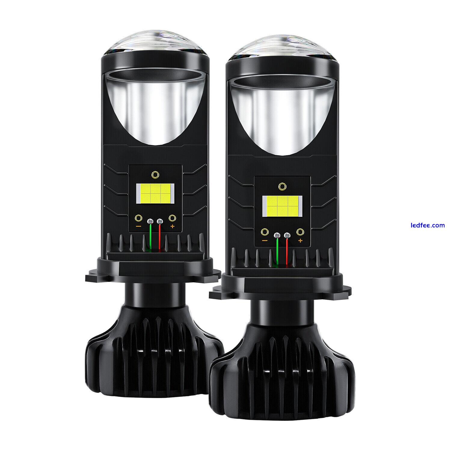 Pair of H4 40000LM Mini Bi-LED Projector Lens Hi-Lo Beam Bulb Headlight Retrofit 1 