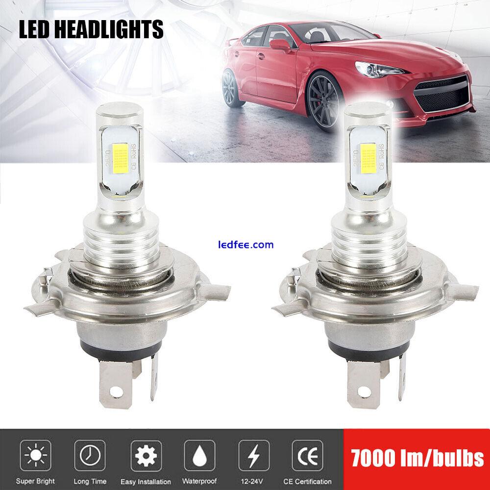 2X H4 2SMD LED White Headlight Bulbs Car Hi-Lo Beam Fog Light Bright Lamps 6000K 1 