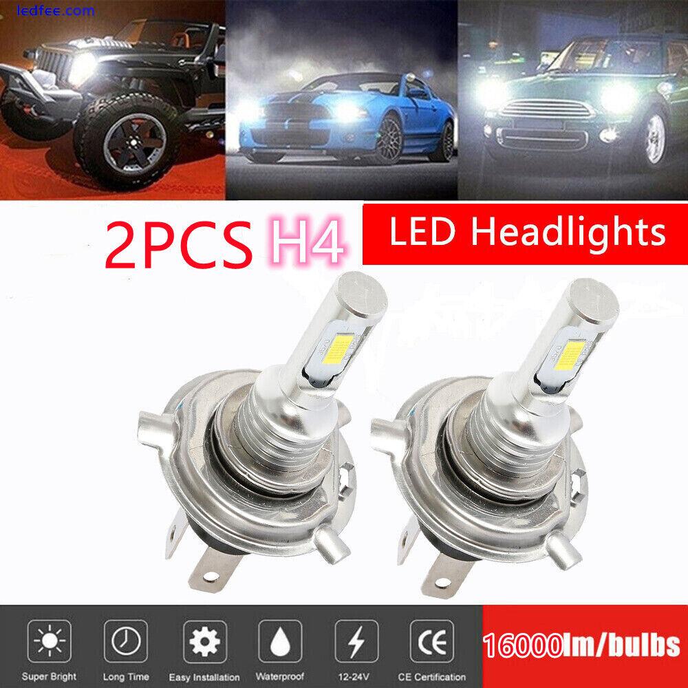 2X H4 2SMD LED White Headlight Bulbs Car Hi-Lo Beam Fog Light Bright Lamps 6000K 0 