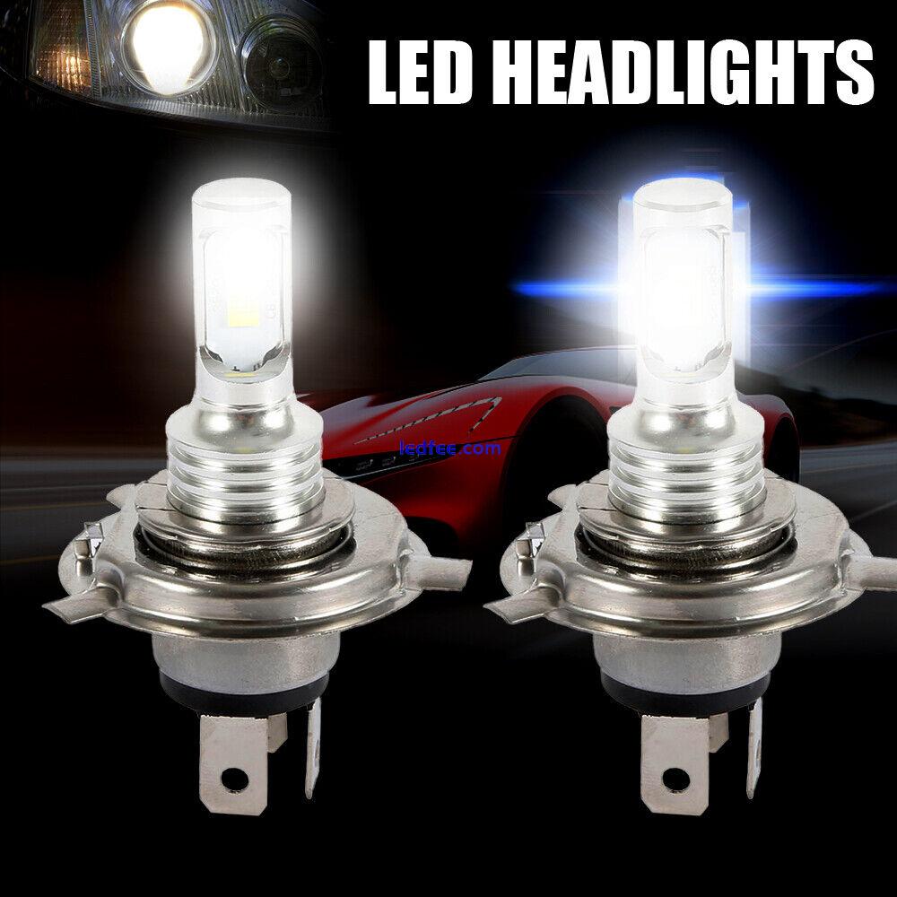 2X H4 2SMD LED White Headlight Bulbs Car Hi-Lo Beam Fog Light Bright Lamps 6000K 2 