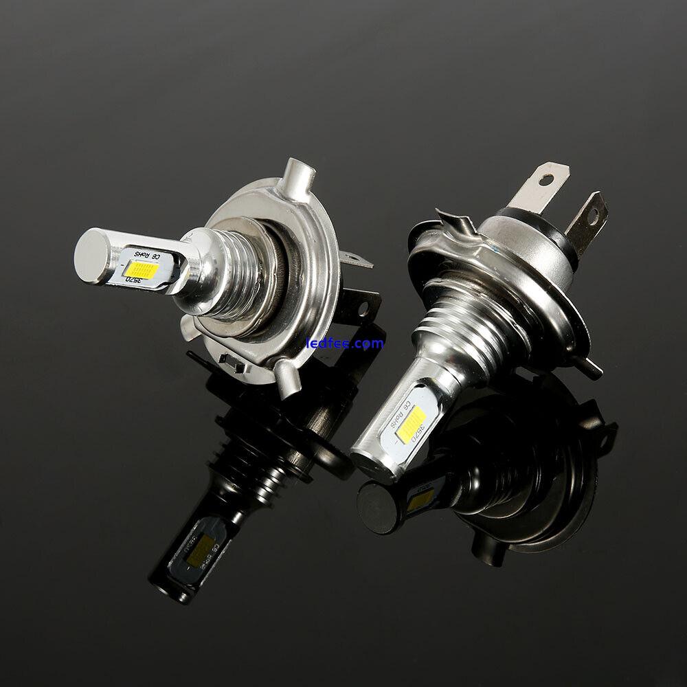 2X H4 2SMD LED White Headlight Bulbs Car Hi-Lo Beam Fog Light Bright Lamps 6000K 5 