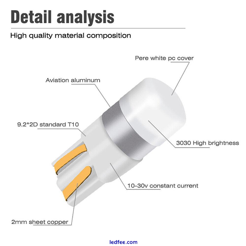 4x 10x T10 Led Bulbs W5W 501 Super White Error Free Canbus White Side Light 12V 1 