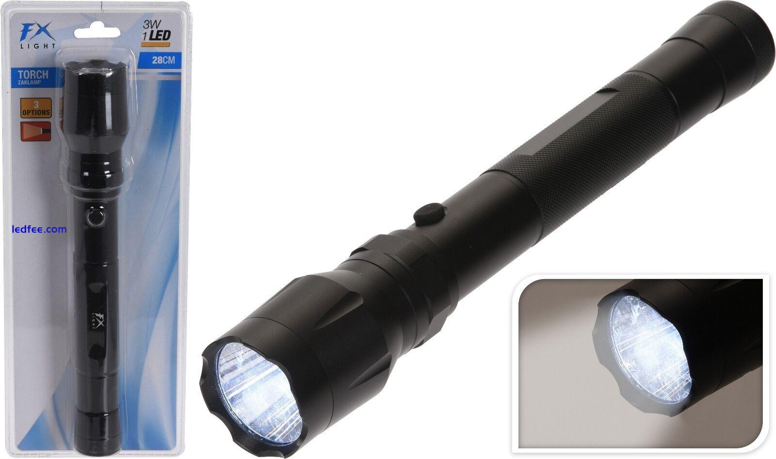 3W 28cm LED Aluminium Torch Flashlight Night Walking Lamp -  3 Light Functions 0 