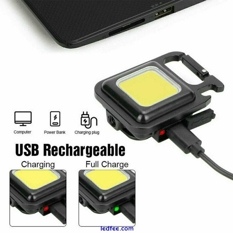 Mini Led Flashlight Portable Work Light Pocket USB Keychains Rechargeable Bright 1 