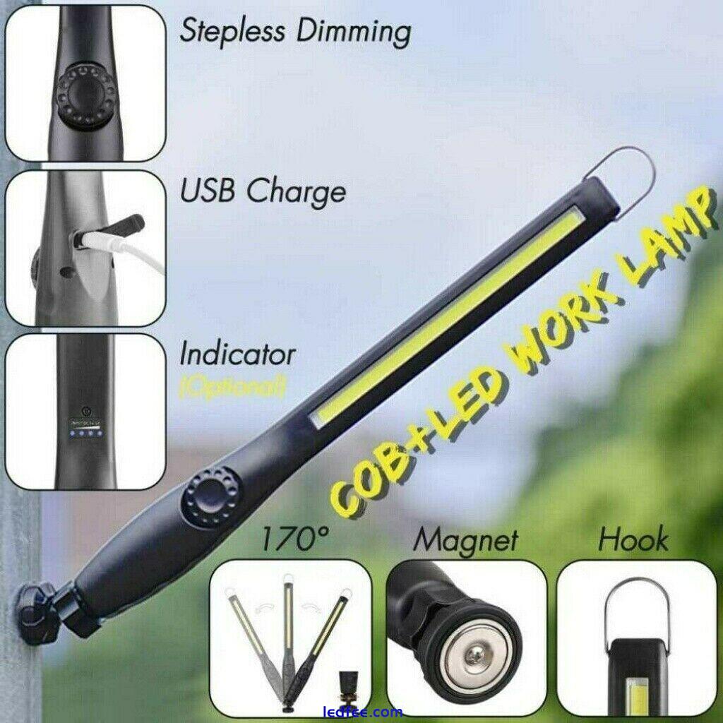 USB Rechargeable COB LED Work Light Hand Torch Inspection Magnetic Garage Lamp 3 