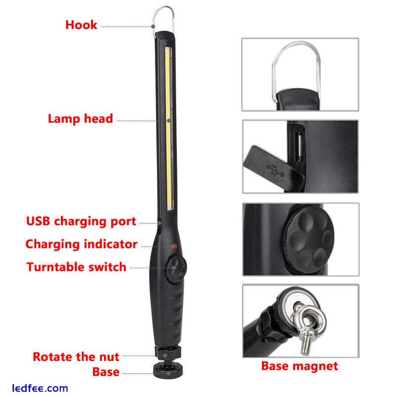 Portable COB LED Work Light Car Garage Mechanic USB Rechargeable Torch Lamp UK 1 