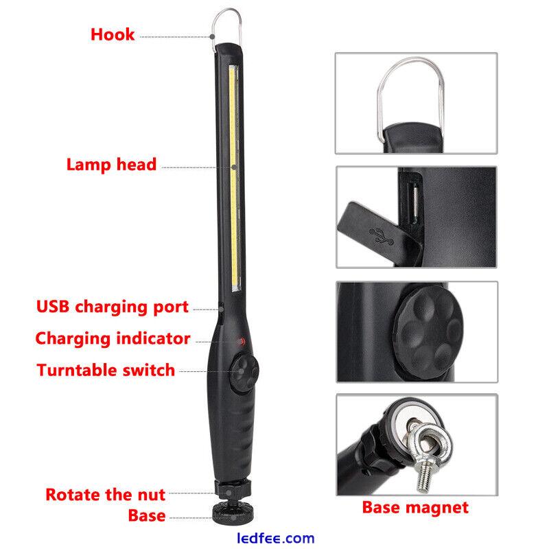 LED COB Work Light Inspection Strip Rechargeable USB Torch Magnetic Flashlight 1 