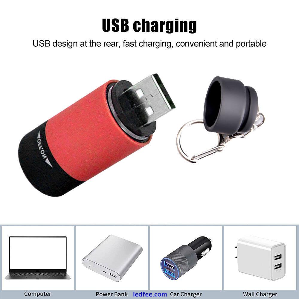 Mini Waterproof Rechargeable LED Light USB Flashlight-Lamp Torch Pocket Keychain 3 