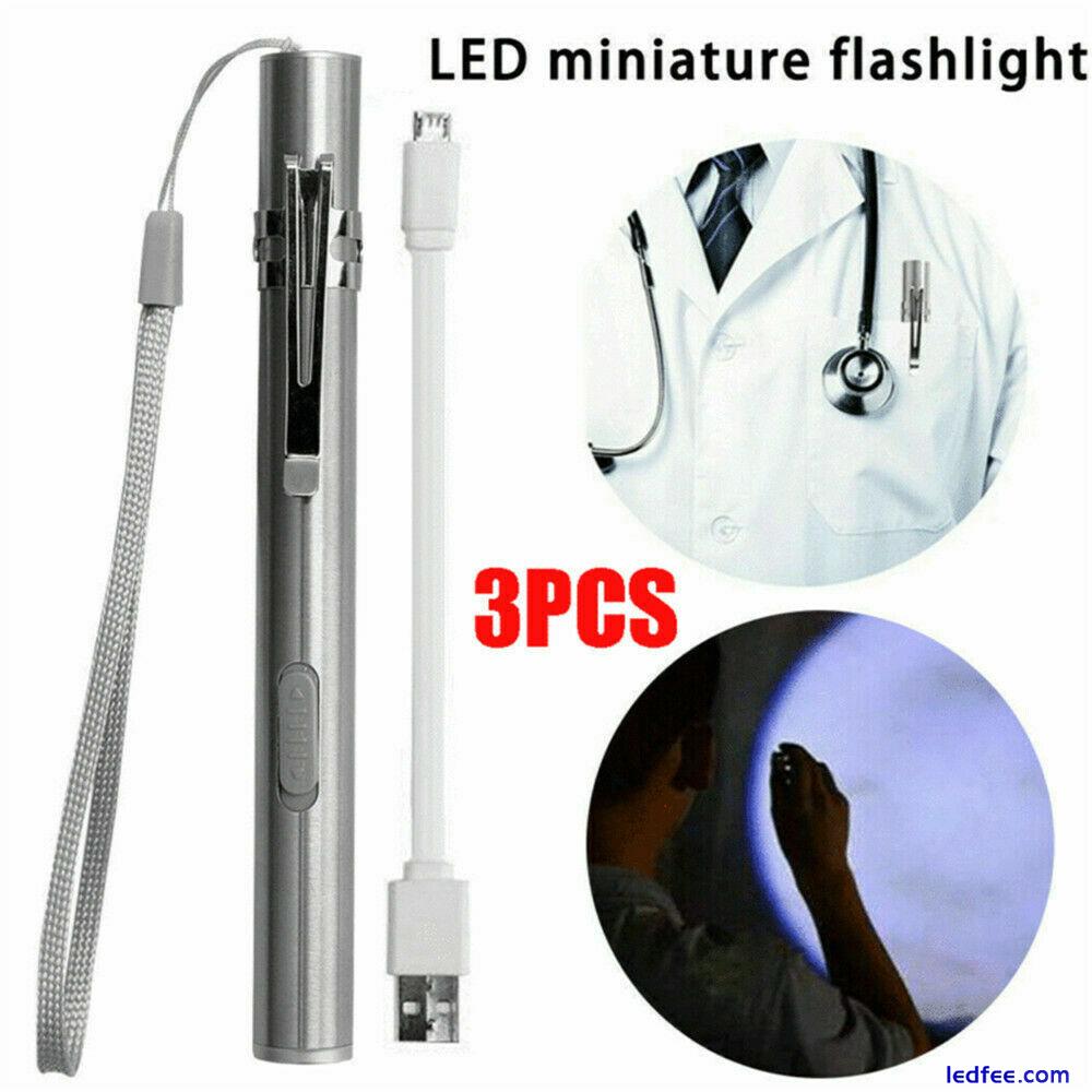 3x 10000Lumens Portable Super Bright LED USB-Rechargeable Pen Pocket Torch Lamps 1 