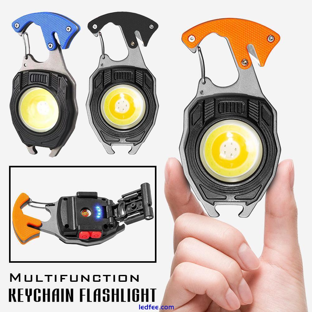 Multi-Function Mini Keychain Flashlight LED Torch Work Lamp Cigarette Ligh 9P6T 3 
