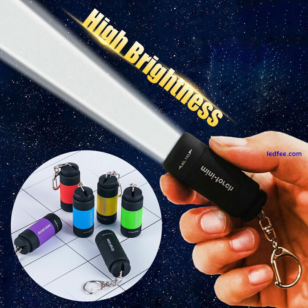 Mini USB Rechargeable LED Flashlight Keychain Torch Pocket Lamp Gift for Kids UK 3 