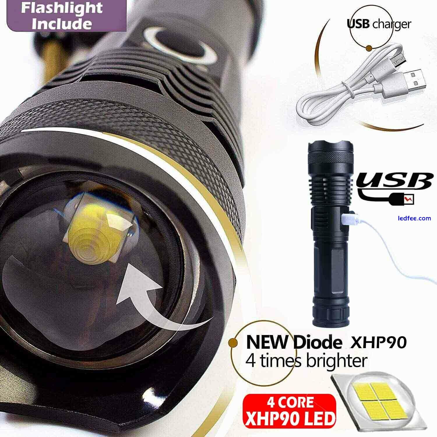 Super Bright XHP90 Flashlight Zoomable 990000Lumens Rechargeable USB Torch Light 3 
