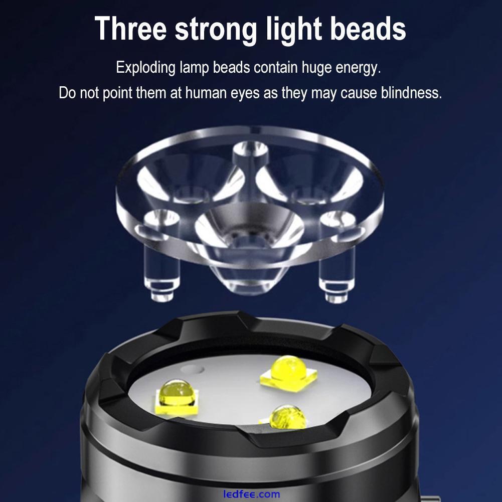 Three Eyed Flashlight Rechargeable Mini LED Flashlights  High Lumens 2-4H 5 