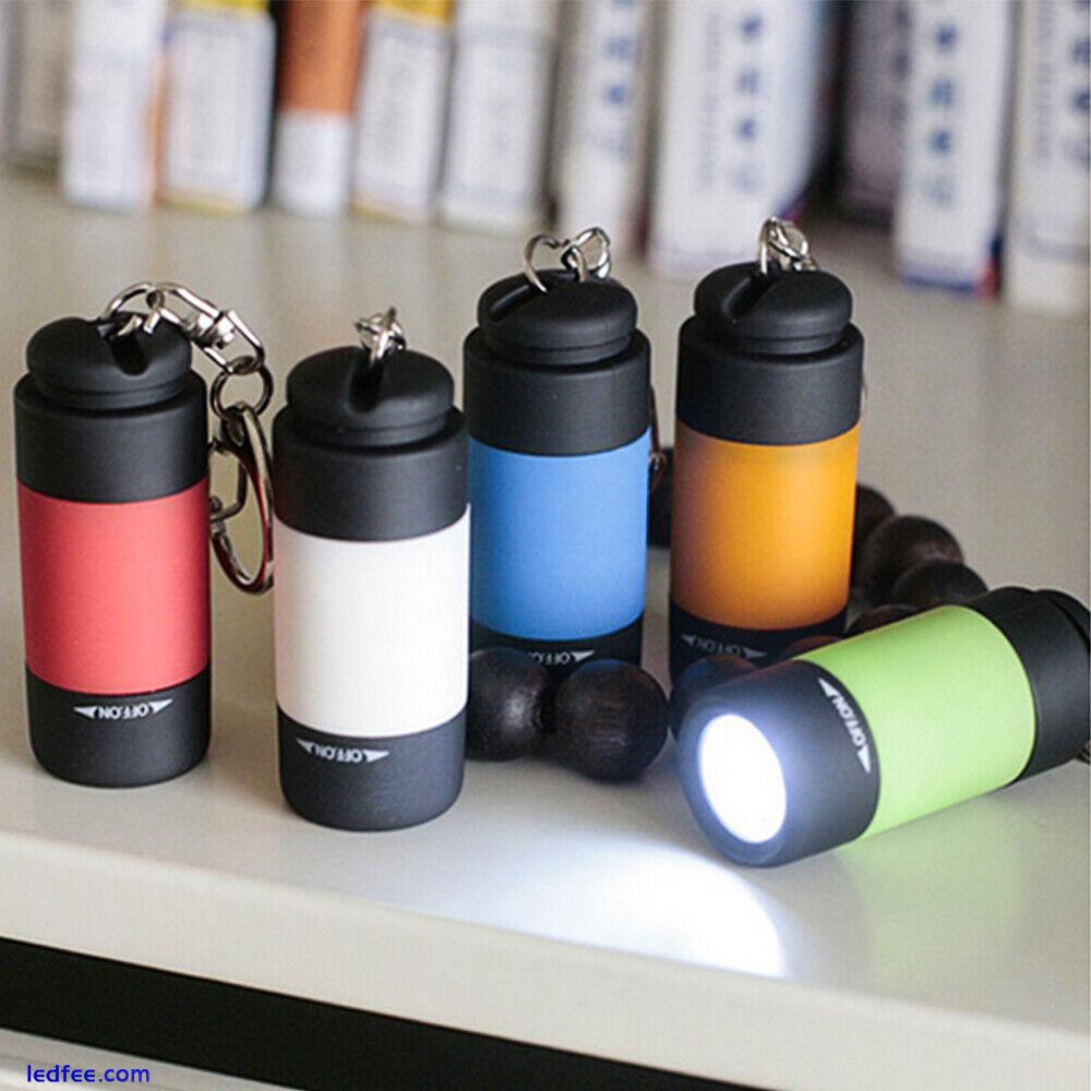 Mini USB Rechargeable LED Small Flashlight Light  Torch Pocket Lamp W/ Keychain 2 