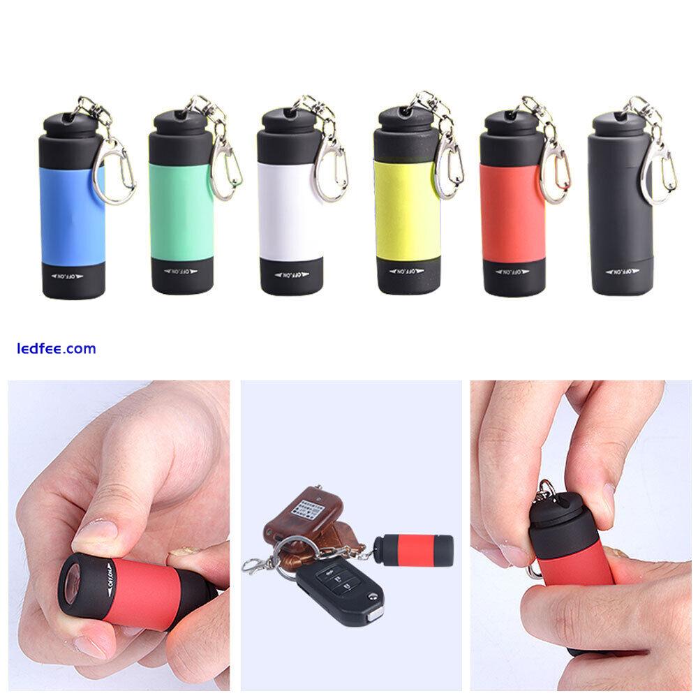 Mini USB Rechargeable LED Small Flashlight Light  Torch Pocket Lamp W/ Keychain 3 