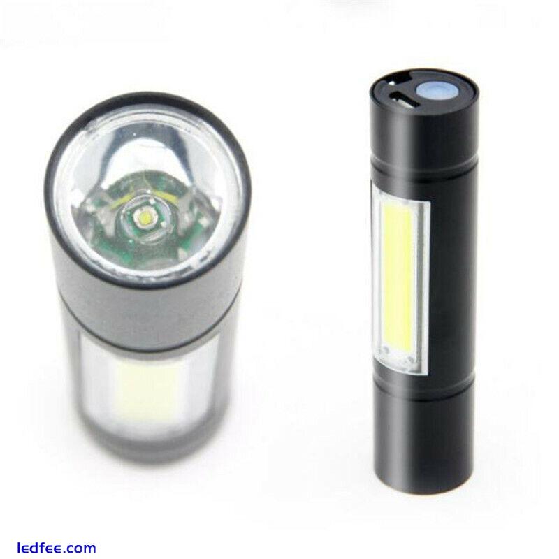 USB rechargeable battery USB Flashlight Light 2 LED COB Q5 Torch powerful lamp 1 