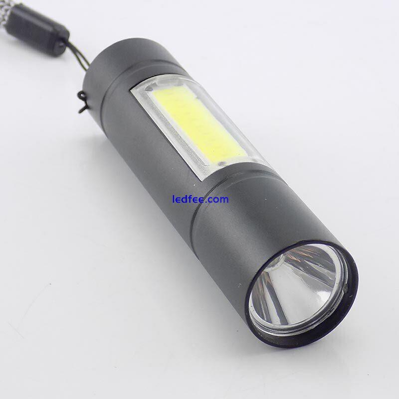 USB rechargeable battery USB Flashlight Light 2 LED COB Q5 Torch powerful lamp 3 