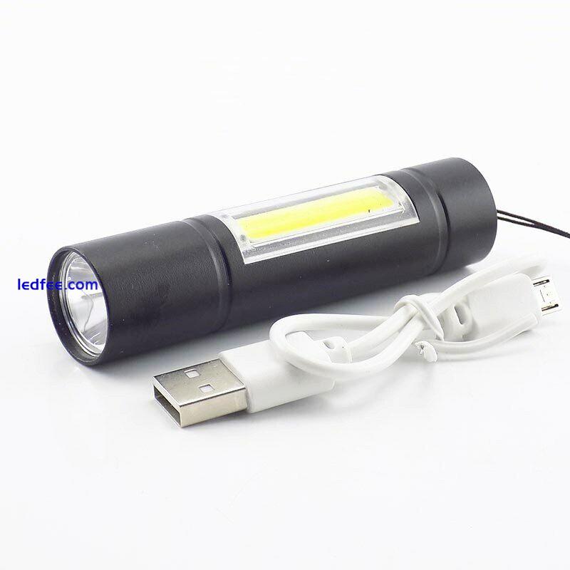 USB rechargeable battery USB Flashlight Light 2 LED COB Q5 Torch powerful lamp 0 