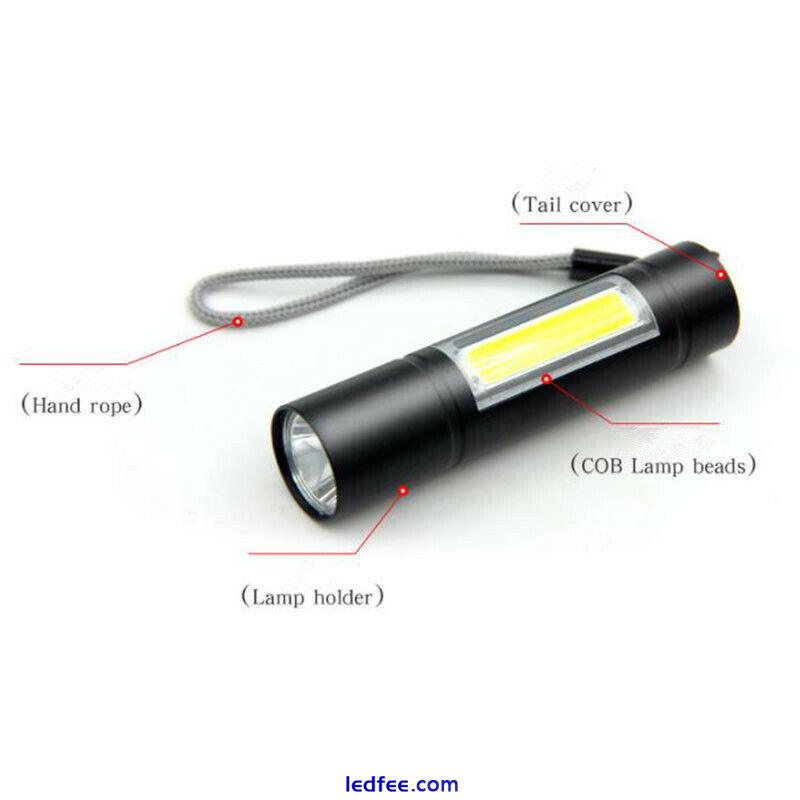 USB rechargeable battery USB Flashlight Light 2 LED COB Q5 Torch powerful lamp 2 