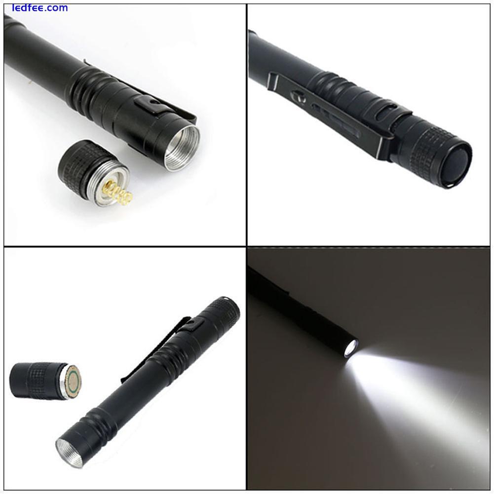LED Flashlight Clip Mini Light Penlight Pocket Portable Pen Torch Lamp UK 4 