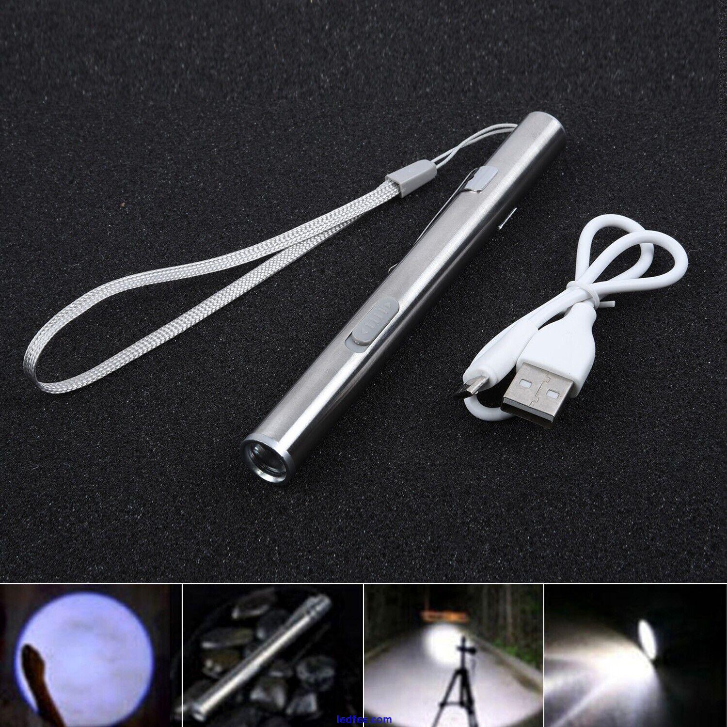 Pencil Flashlight LED Torch USB Rechargeable Mini Pocket Light Hot Sale 2 