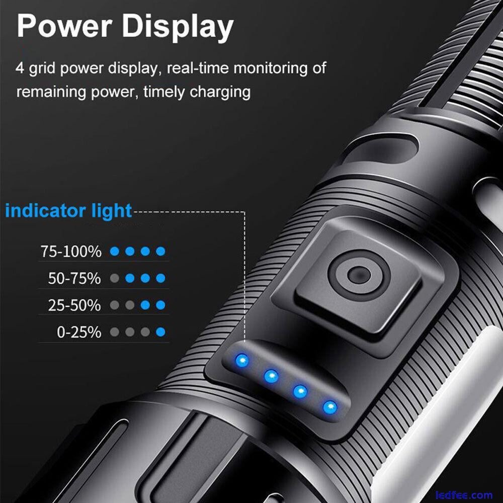 1000000 Lumen Military Tactical LED Torch COB Flashlight Rechargeable Work Light 3 