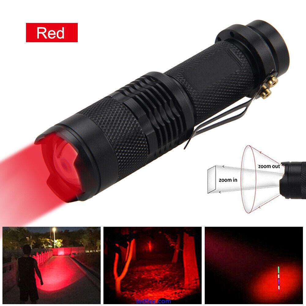 Green Red White Light LED Flashlight,Zoomable,Tactical Torch Hunting Astronomy 0 